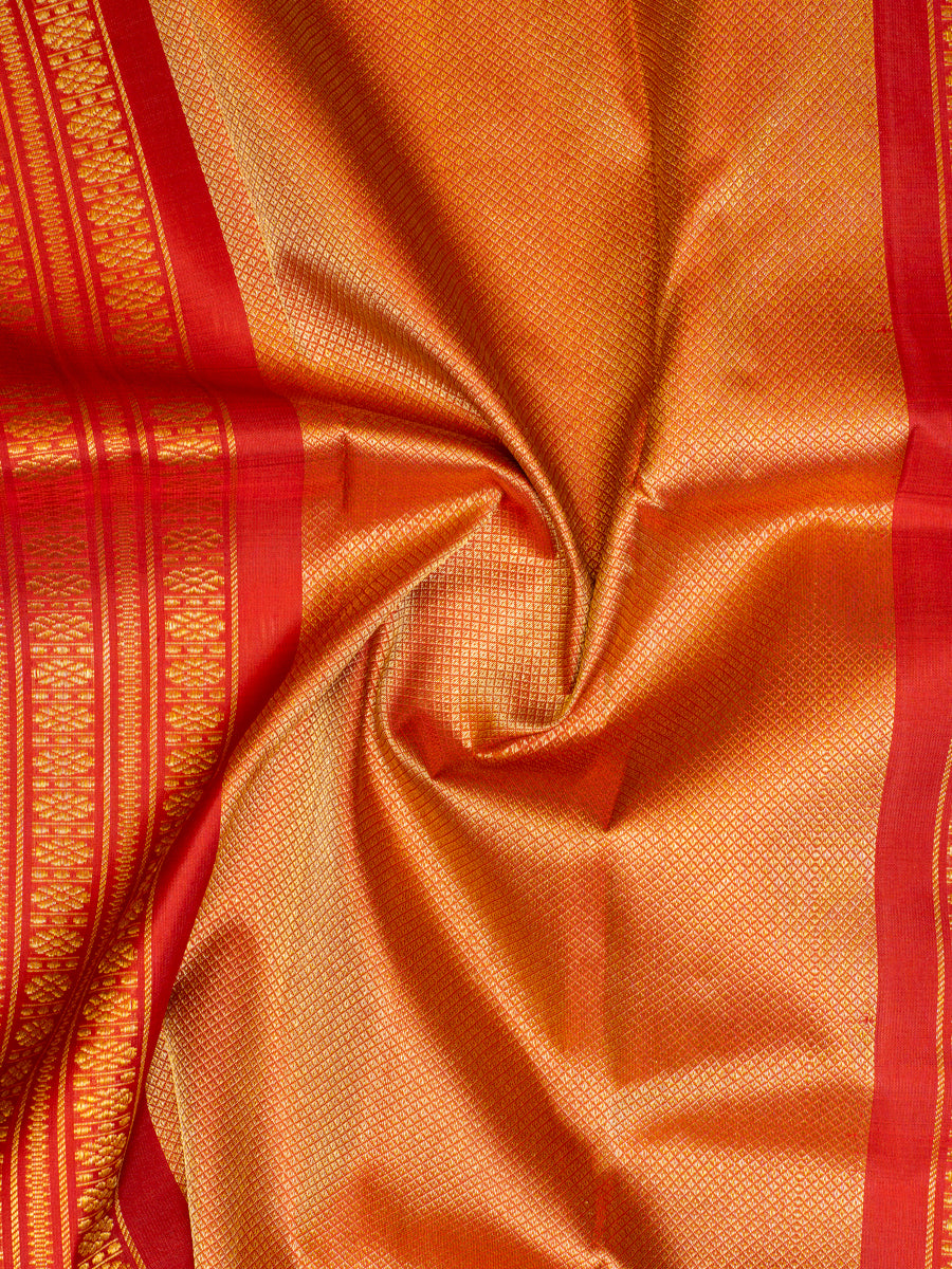 Violet and Rust Orange Pure Kanchipuram Silk saree - Clio Silks