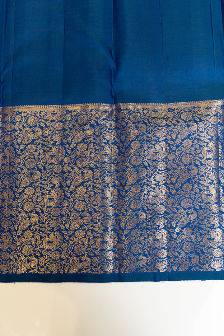 Peacock blue vanasingaram border pure Kanchipuram silk saree