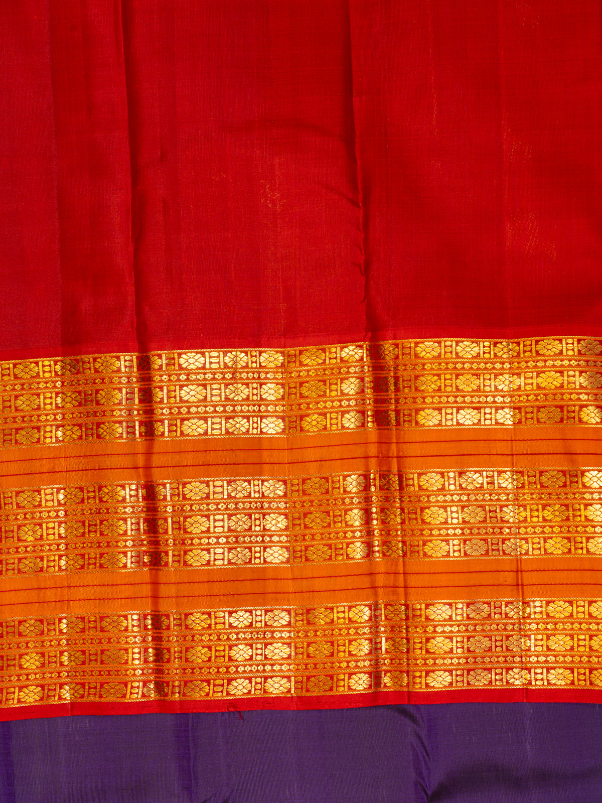 Violet and Rust Orange Pure Kanchipuram Silk saree - Clio Silks