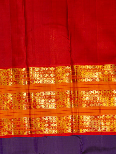 Violet and Rust Orange Pure Kanchipuram Silk saree - Clio Silks