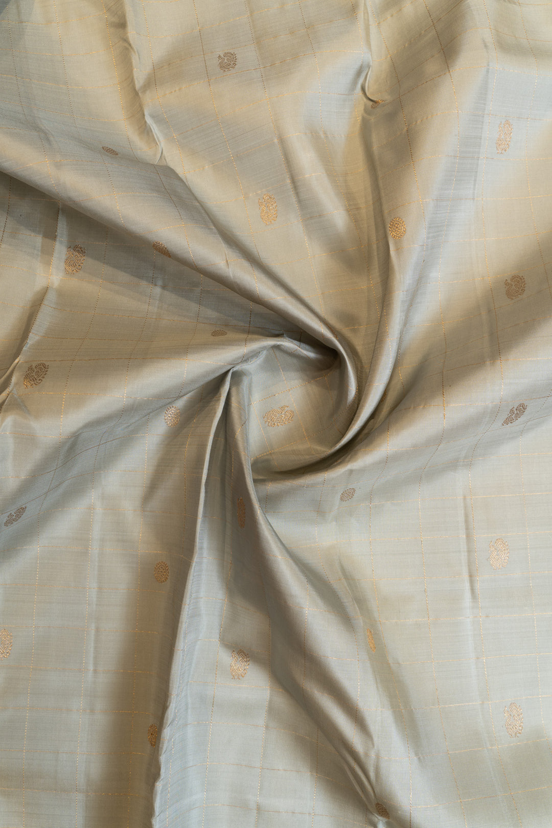 Ice blue zari checks pure Kanchipuram silk saree
