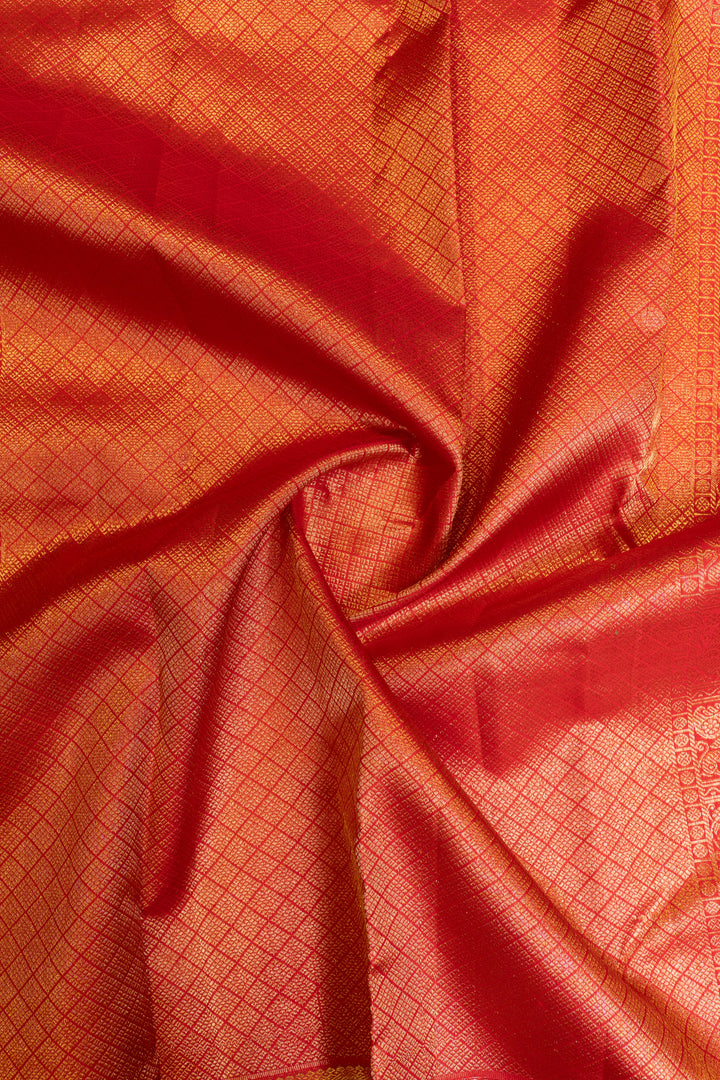 Red vanasingaram traditional pure Kanchipuram silk saree