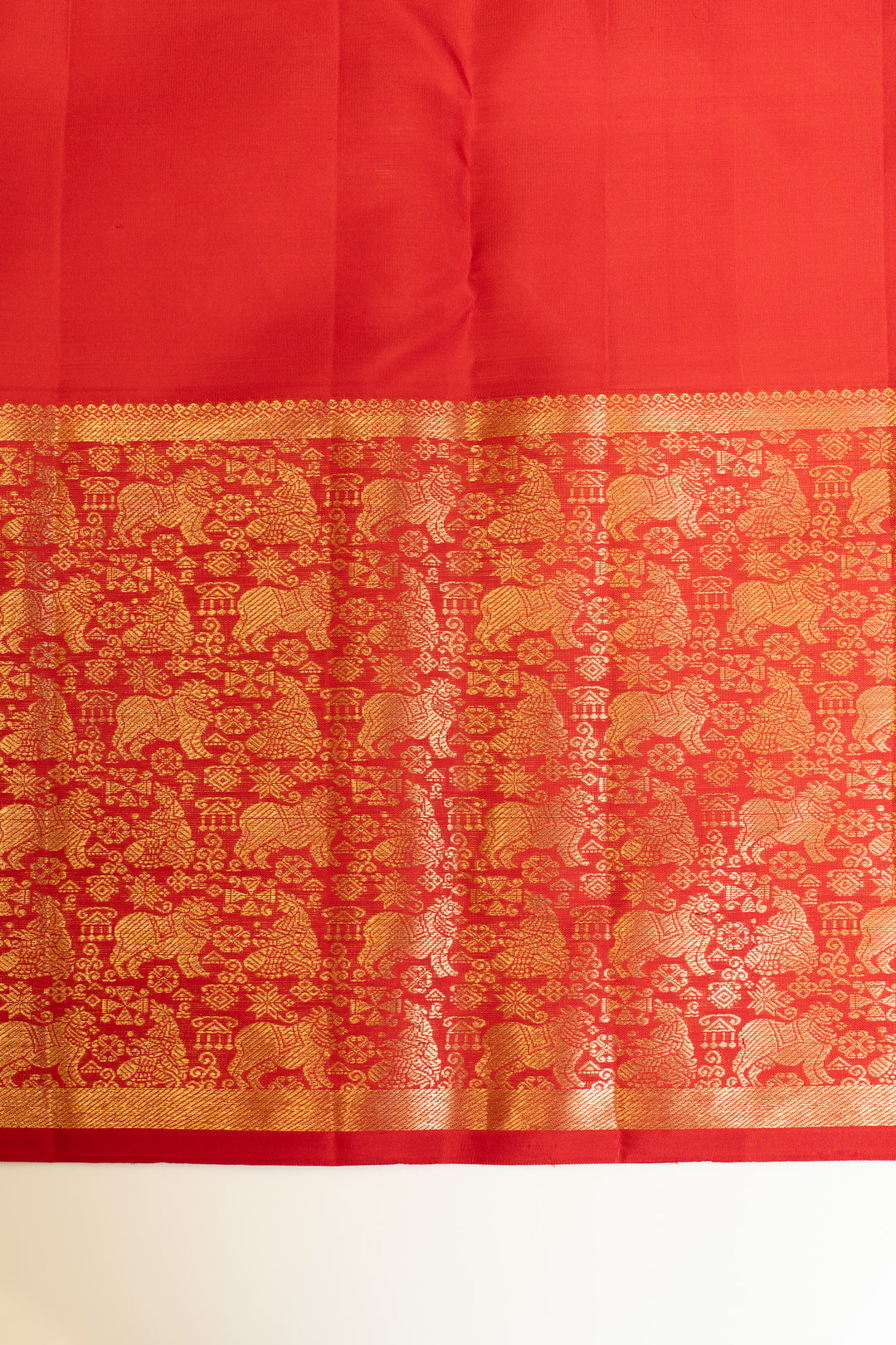 Red vanasingaram traditional pure Kanchipuram silk saree