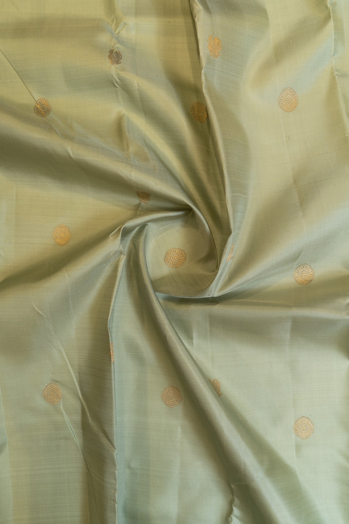 Tea green and red traditional pure Kanchipuram silk saree