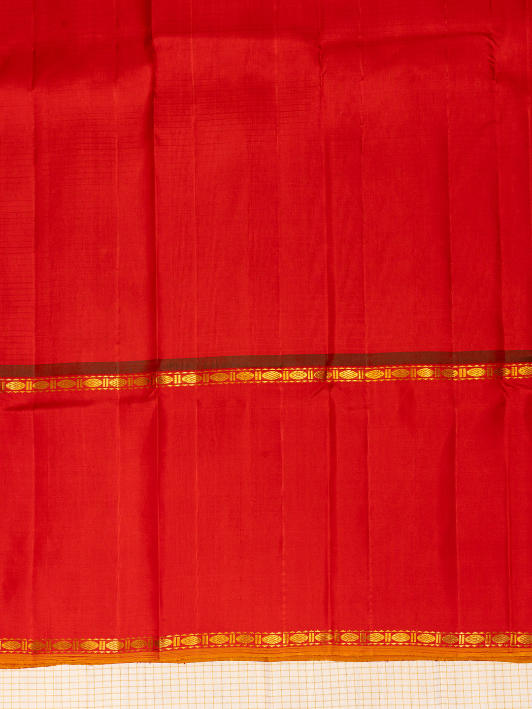 Off White Checks Handloom Pure Kanchipuram Silk Saree - Clio Silks