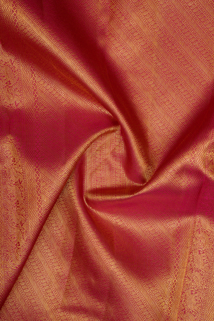 Pink and red traditional  pure kanchipuram silk saree