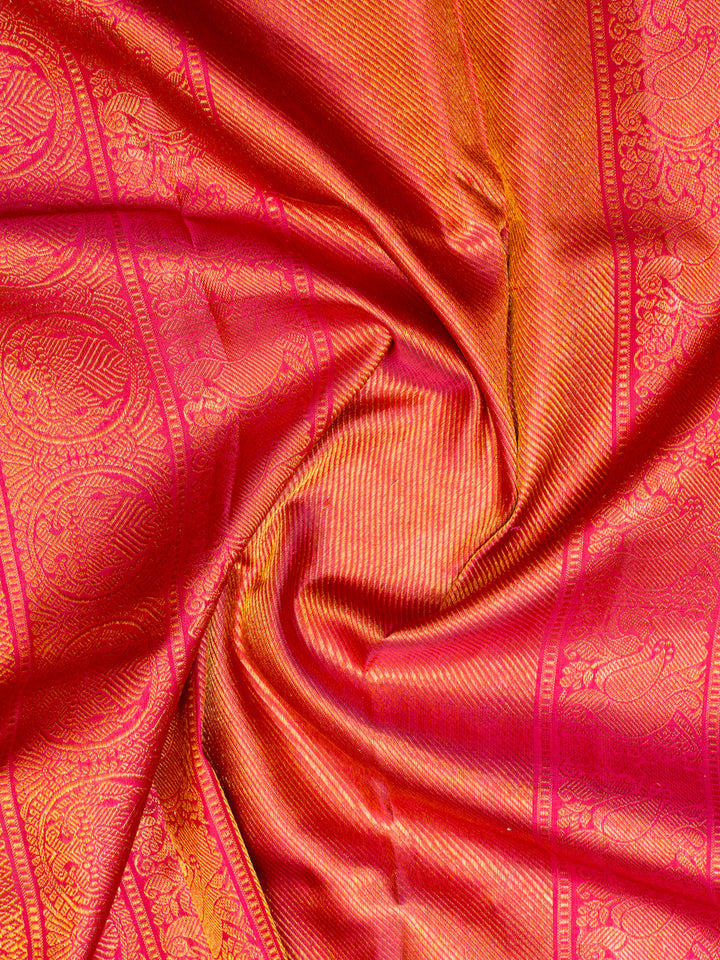 Red Varisapettu Pure Zari Kanchipuram Silk Saree - Clio Silks