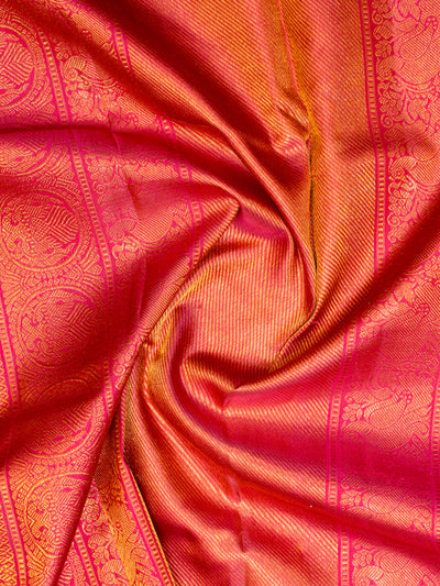 Red Varisapettu Pure Zari Kanchipuram Silk Saree - Clio Silks