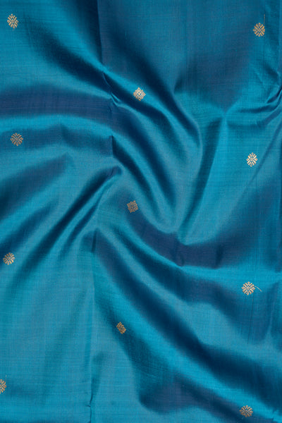 Peacock Blue Pure Zari Kanchipuram Silk Saree - Clio Silks