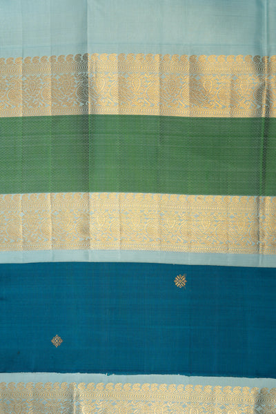 Peacock Blue Pure Zari Kanchipuram Silk Saree - Clio Silks