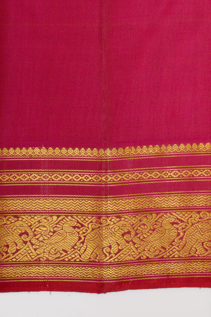 Pink and red traditional  pure kanchipuram silk saree