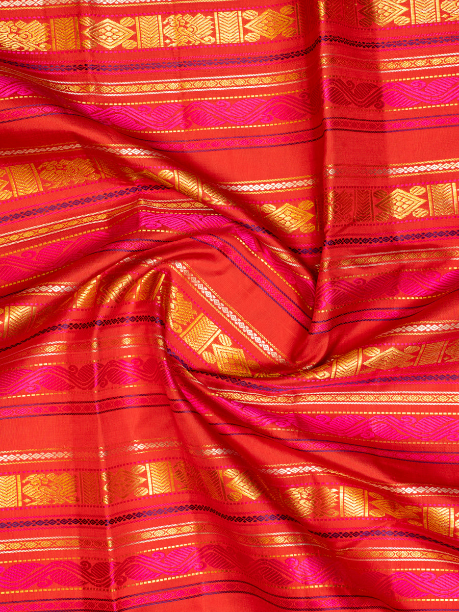 Red Varisapettu Pure Zari Kanchipuram Silk Saree - Clio Silks