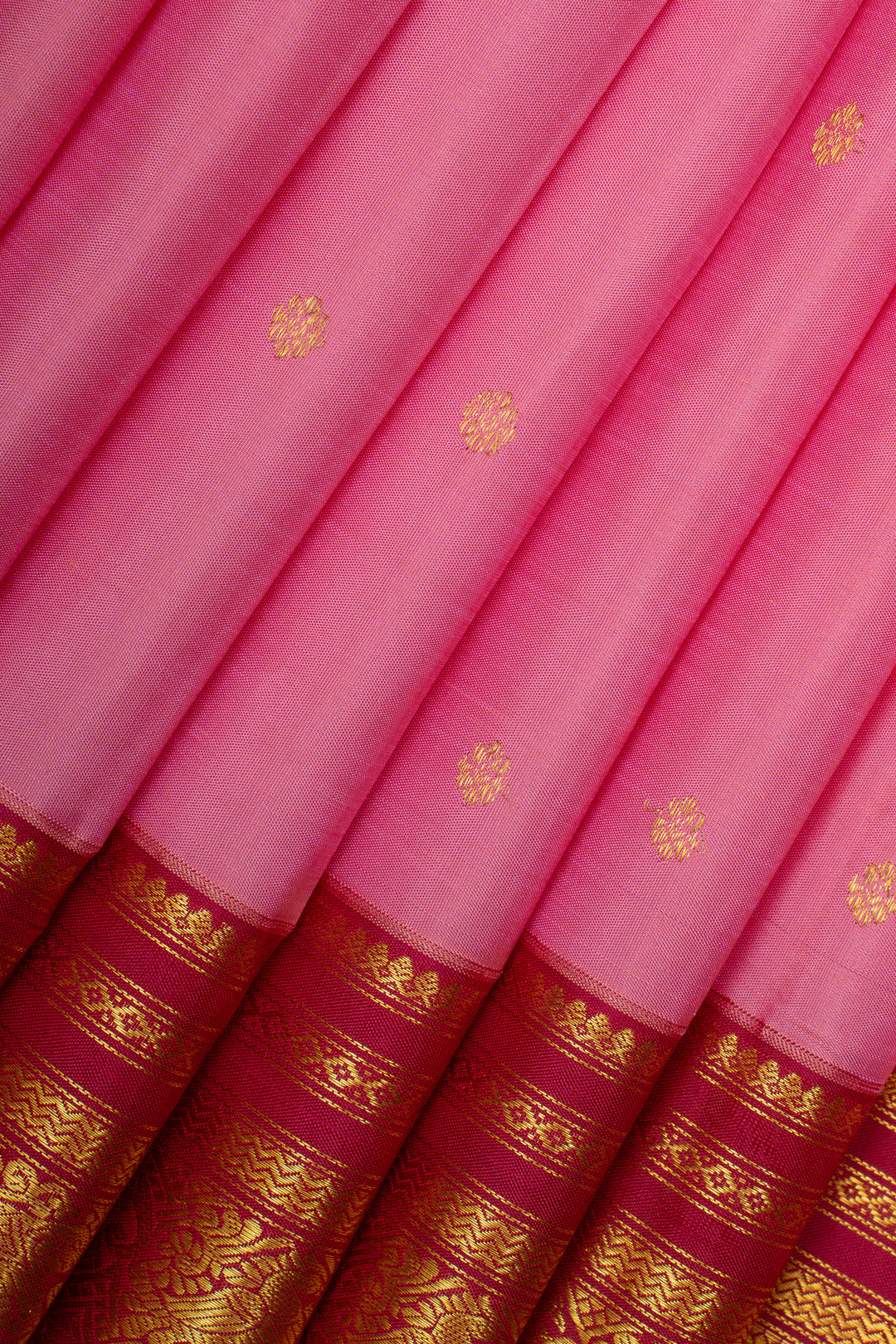 Pink and red traditional  pure kanchipuram silk saree
