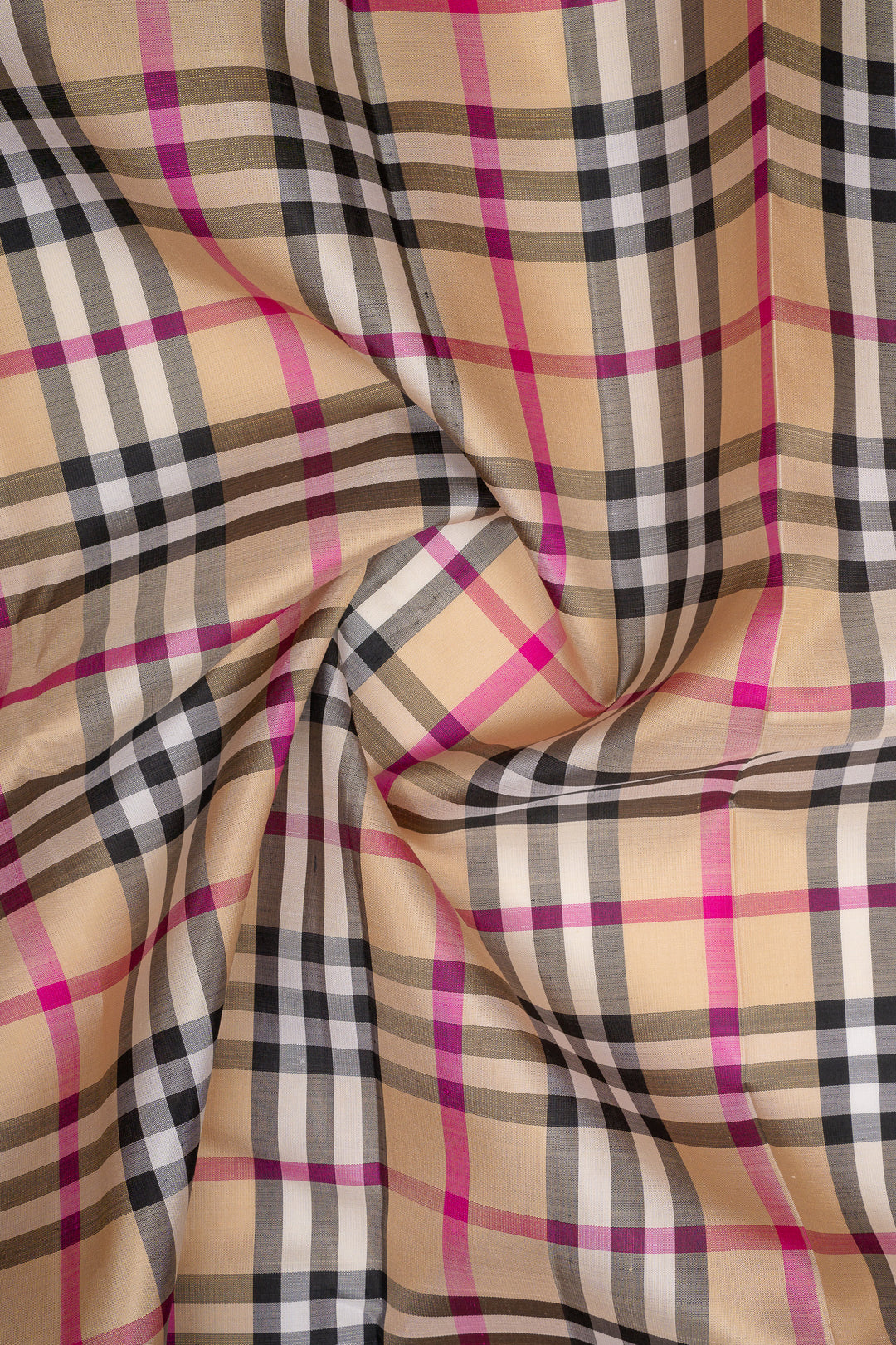 Burberry checks pure kanchipuram silk saree