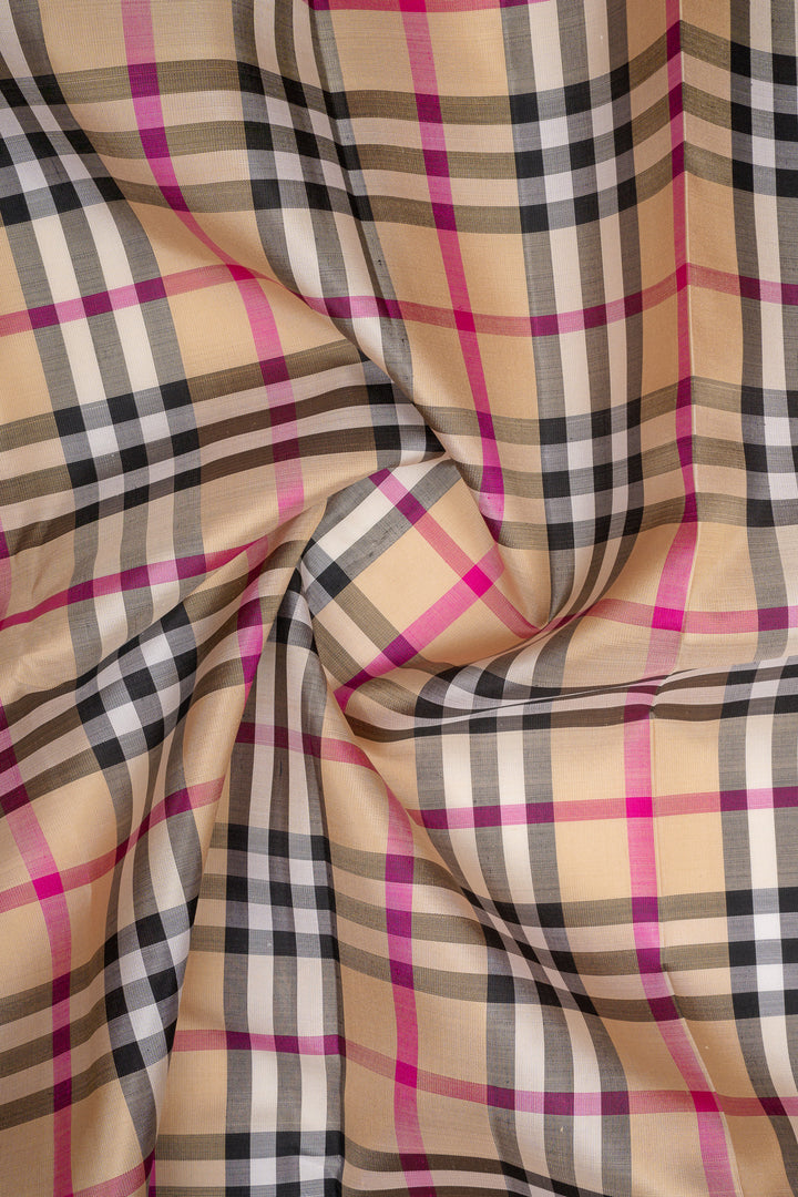 Burberry checks pure kanchipuram silk saree