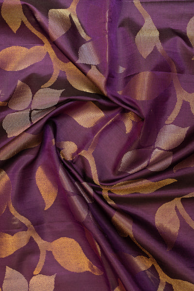 Aubergine purple polka zari pure soft silk saree