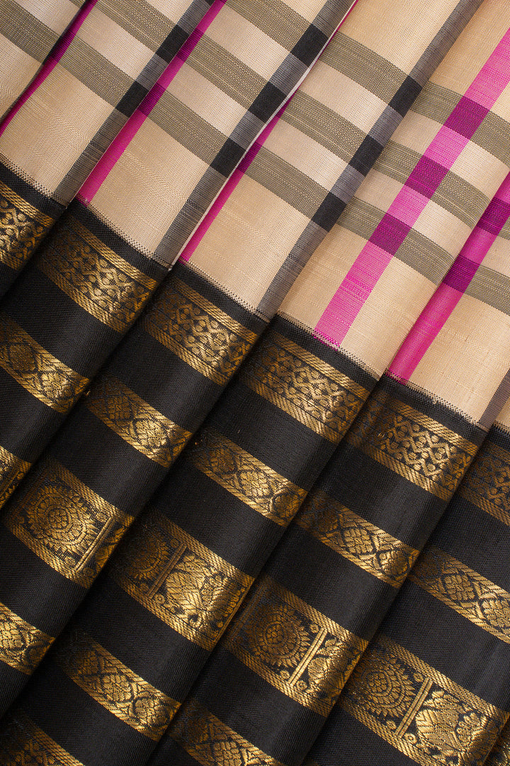 Burberry checks pure kanchipuram silk saree