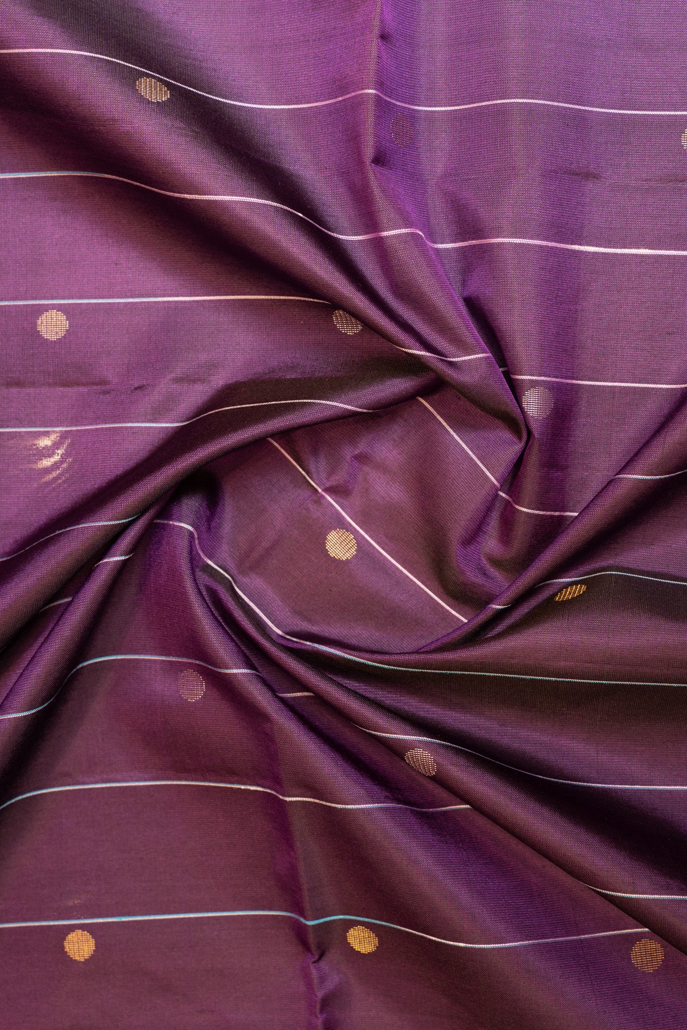 Aubergine purple polka zari pure soft silk saree