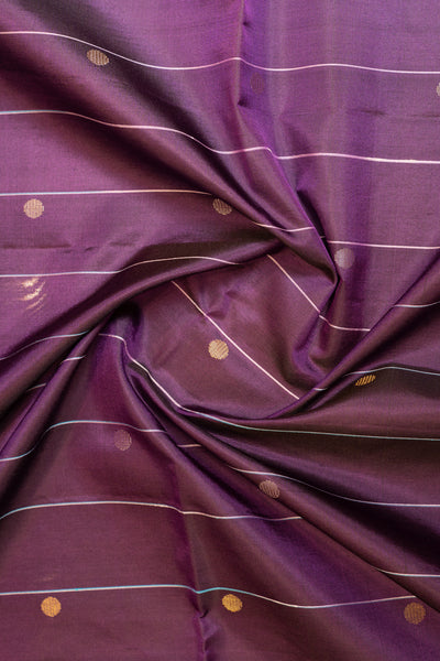 Aubergine purple polka zari pure soft silk saree