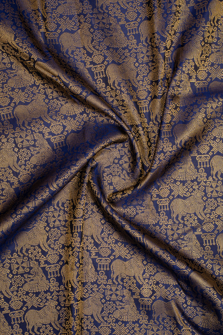 Royal Blue Pichwai Pure Kanchipuram Silk Saree