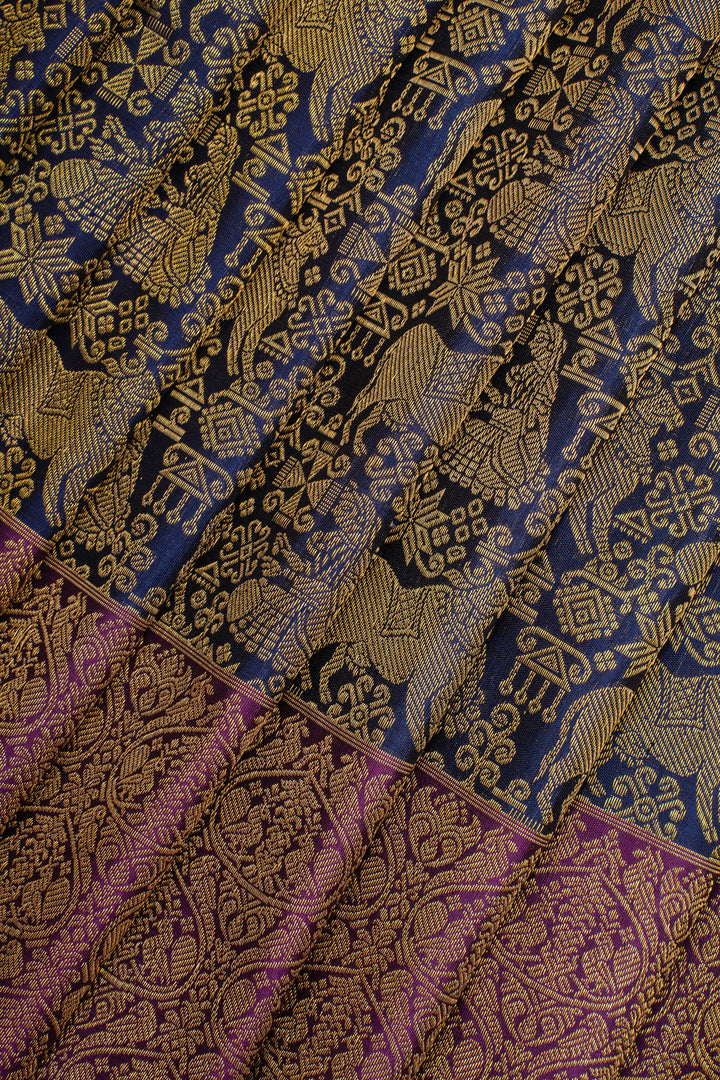 Royal Blue Pichwai Pure Kanchipuram Silk Saree