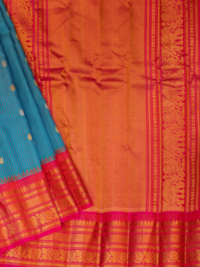 Ananda blue and Rani pink pure Gadwal silk saree