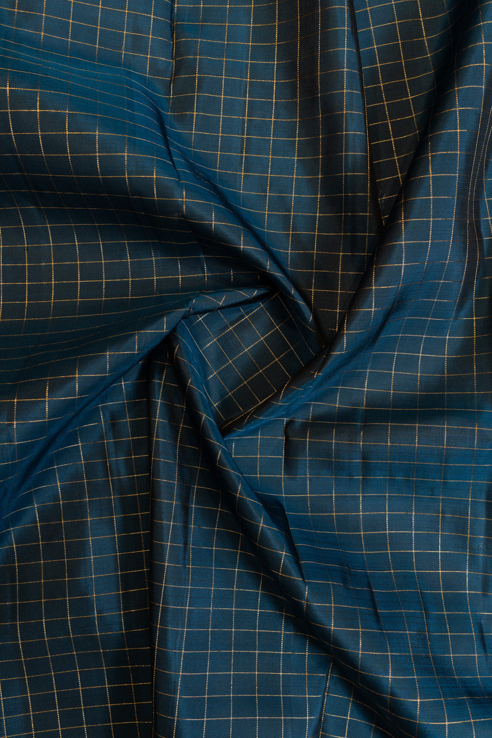 Azure blue zari checks pure Kanchipuram silk saree