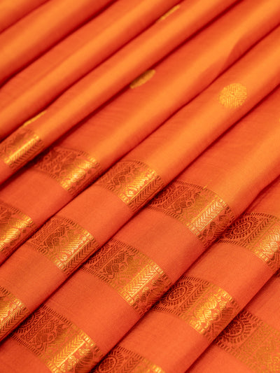 Orange Traditional Pure Kanchipuram Silk Saree