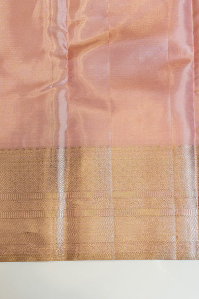 Pastel pink zari brocade pure Kanchipuram silk saree