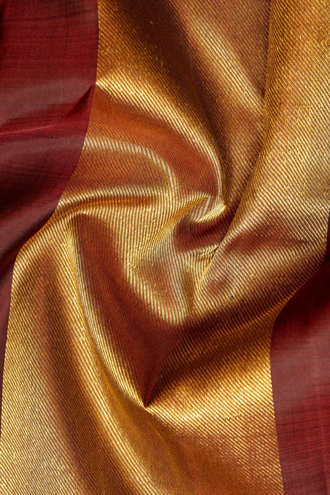 Golden Green and Maroon Pure Zari Kanchipuram Silk Saree - Clio Silks