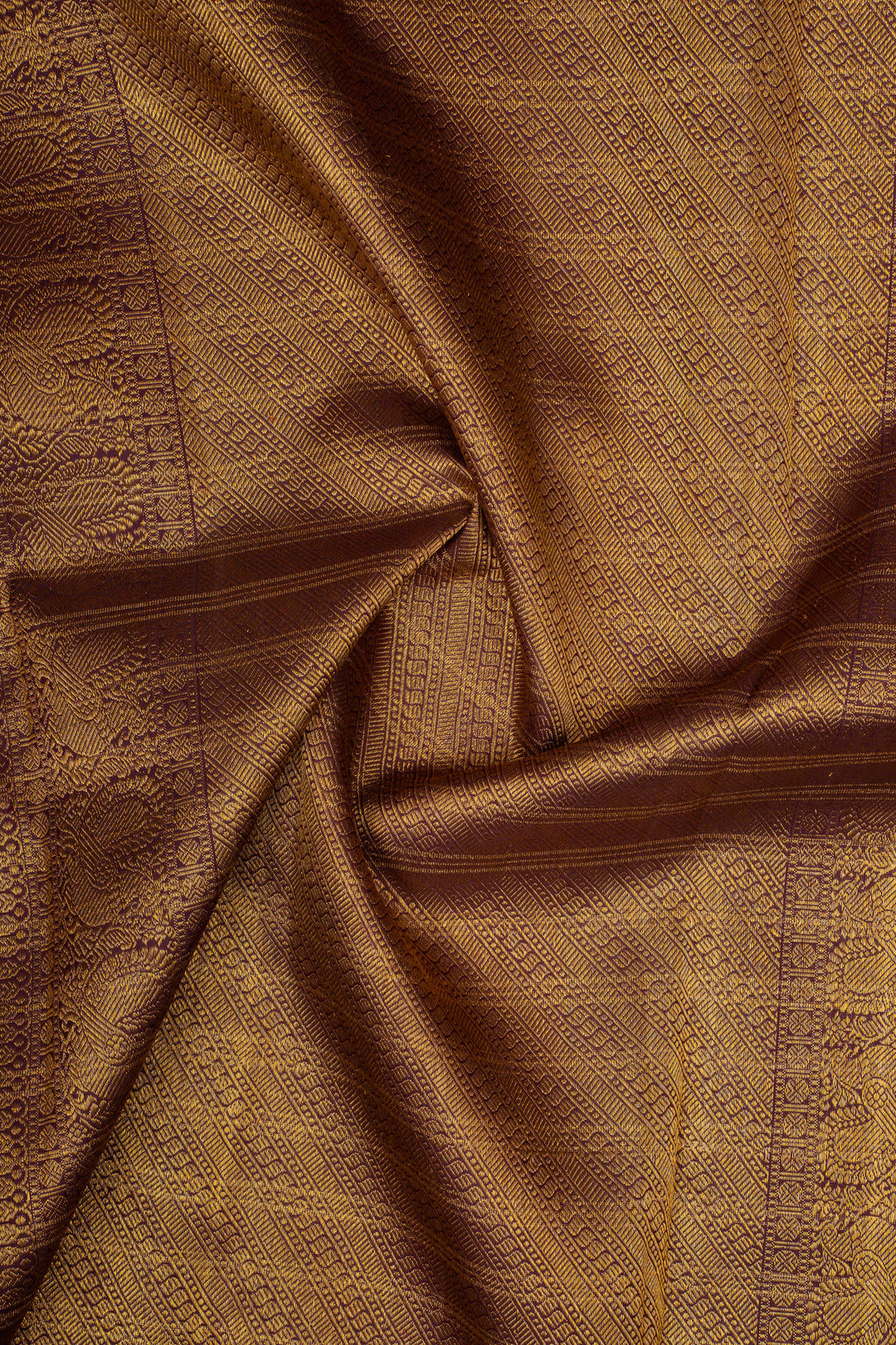 Greyish gold and purple traditional pure kanchipuram silk saree