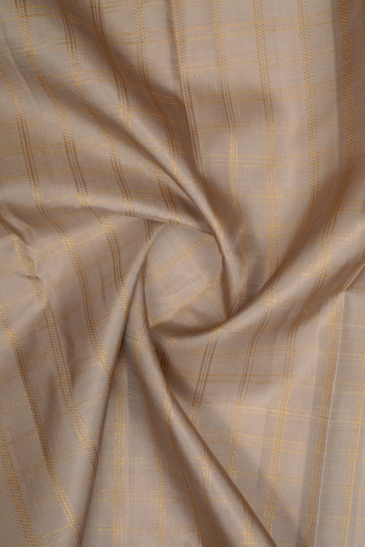 Greyish gold and purple traditional pure kanchipuram silk saree