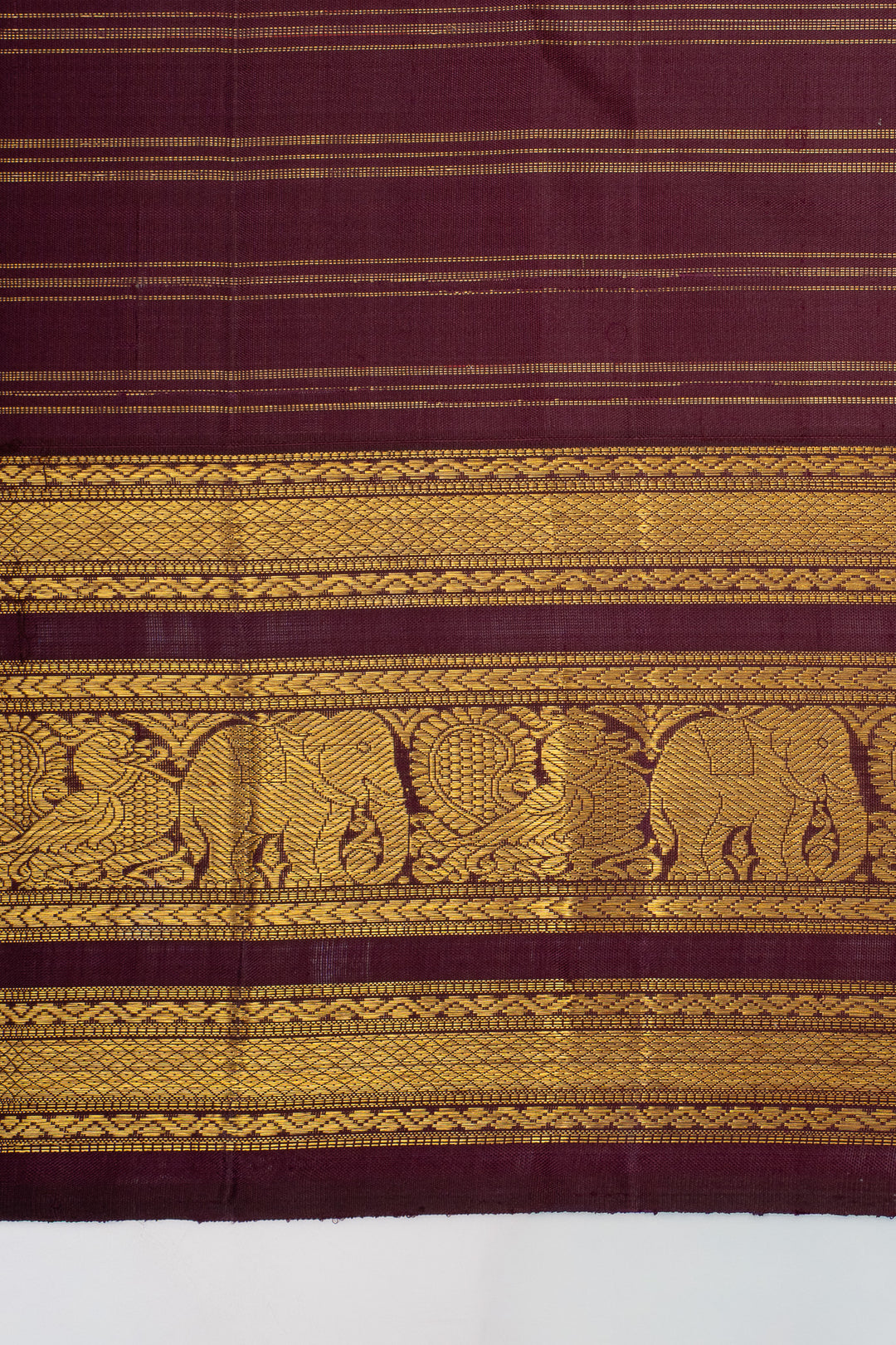 Greyish gold and purple traditional pure kanchipuram silk saree
