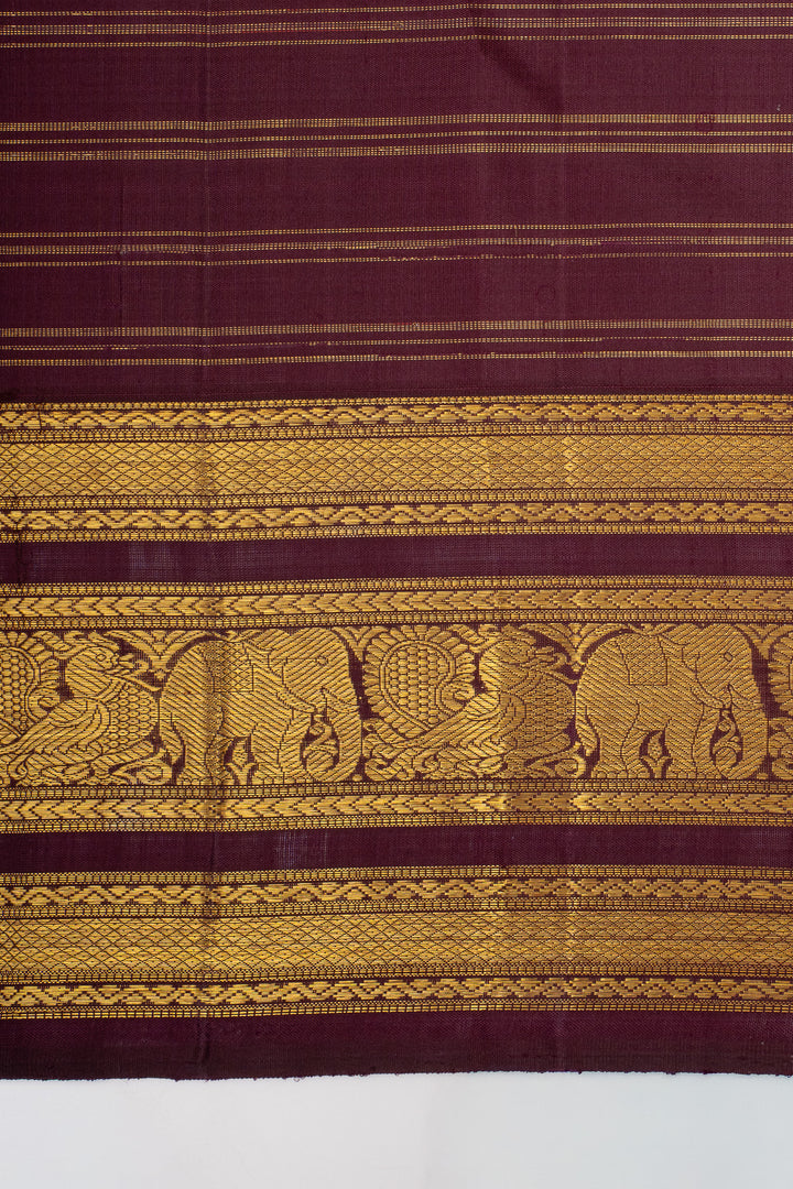 Greyish gold and purple traditional pure kanchipuram silk saree