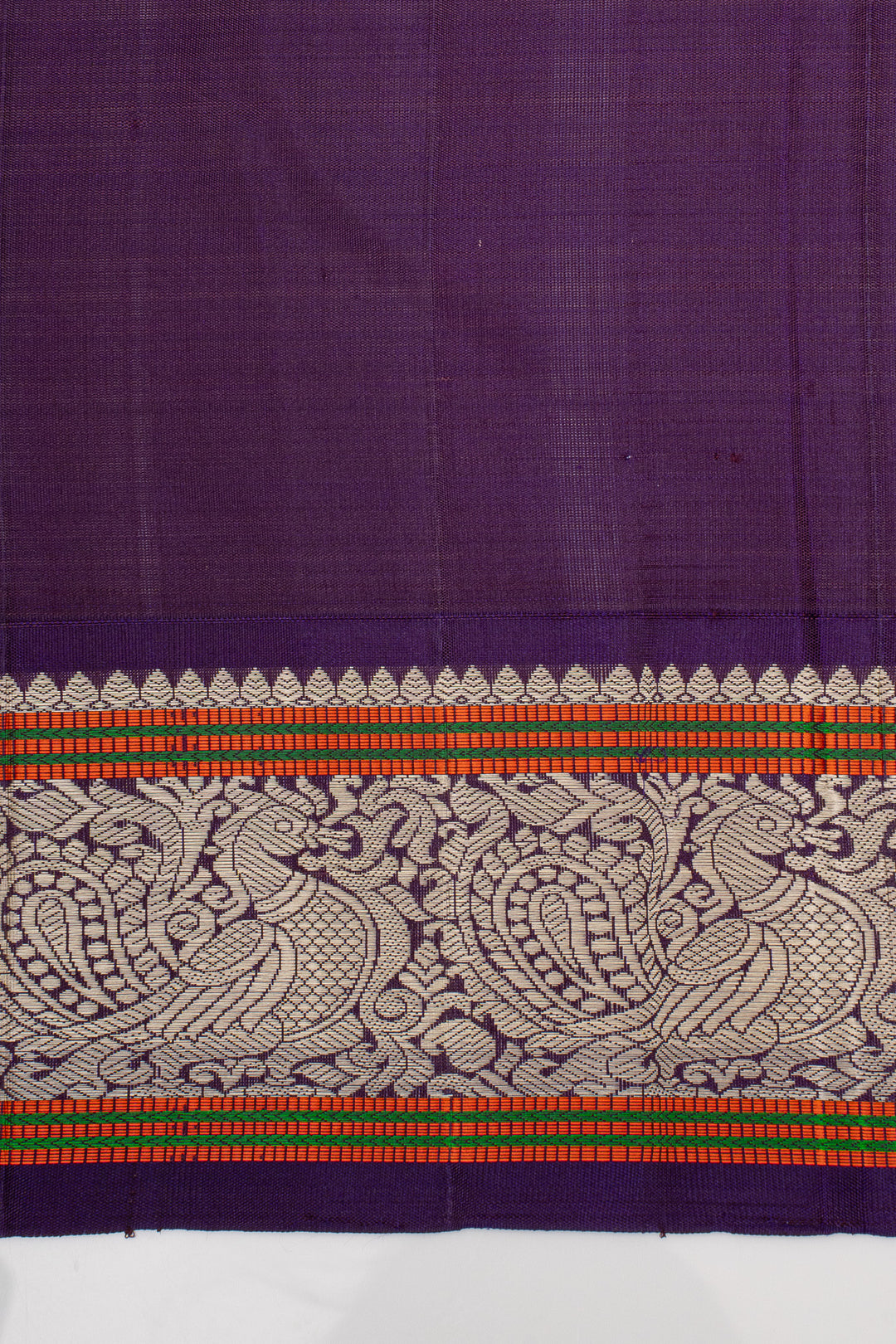 Off White Thread Stripes Linen Kanchipuram Silk Saree