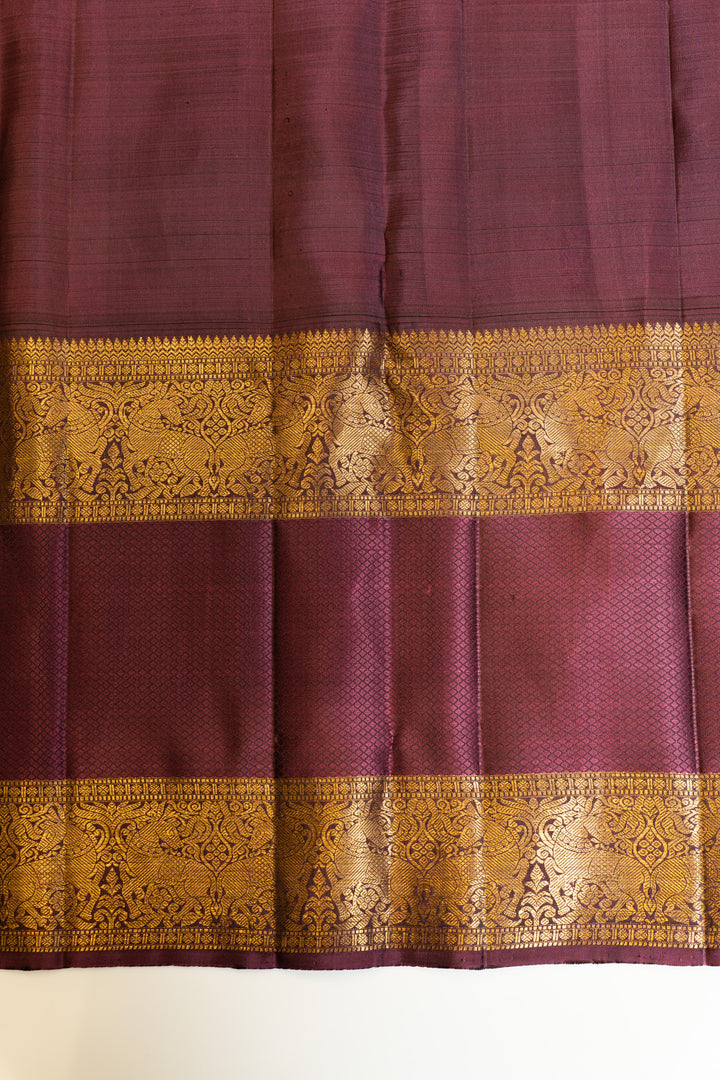 Grey and mauve rettai pettu pure Kanchipuram silk saree