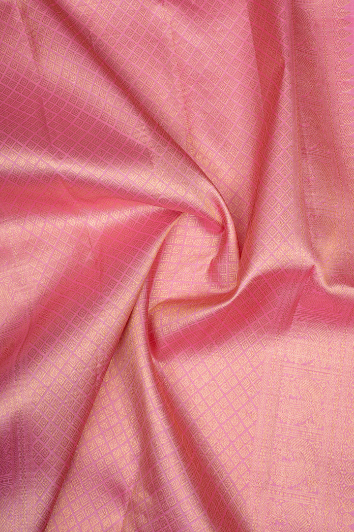 Blue &amp; Pink Zari Stripes Varisaipettu Pure Kanchipuram Silk Saree