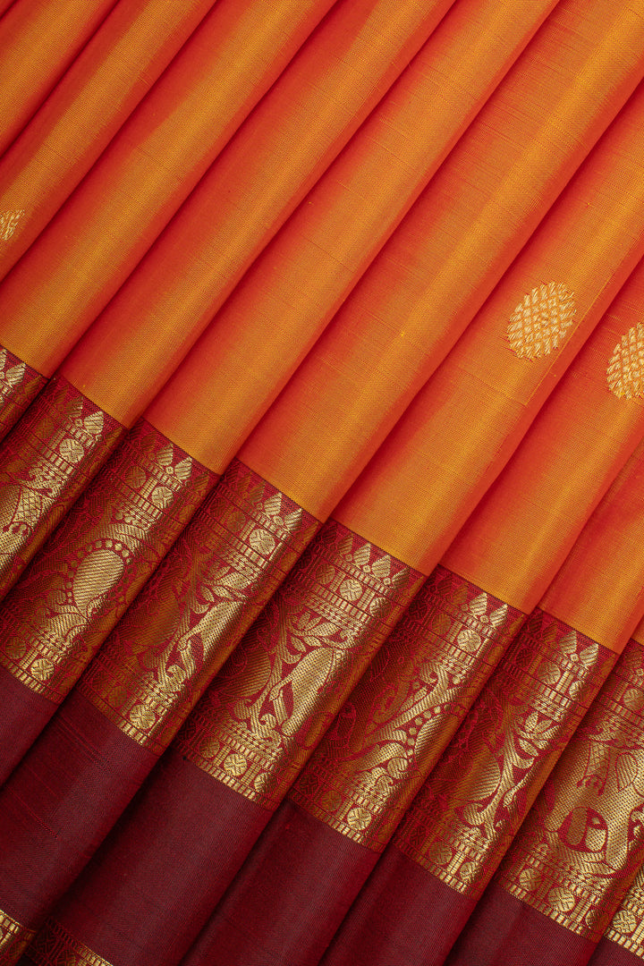 Mustard Traditional Pure Kanchipuram Silk Saree
