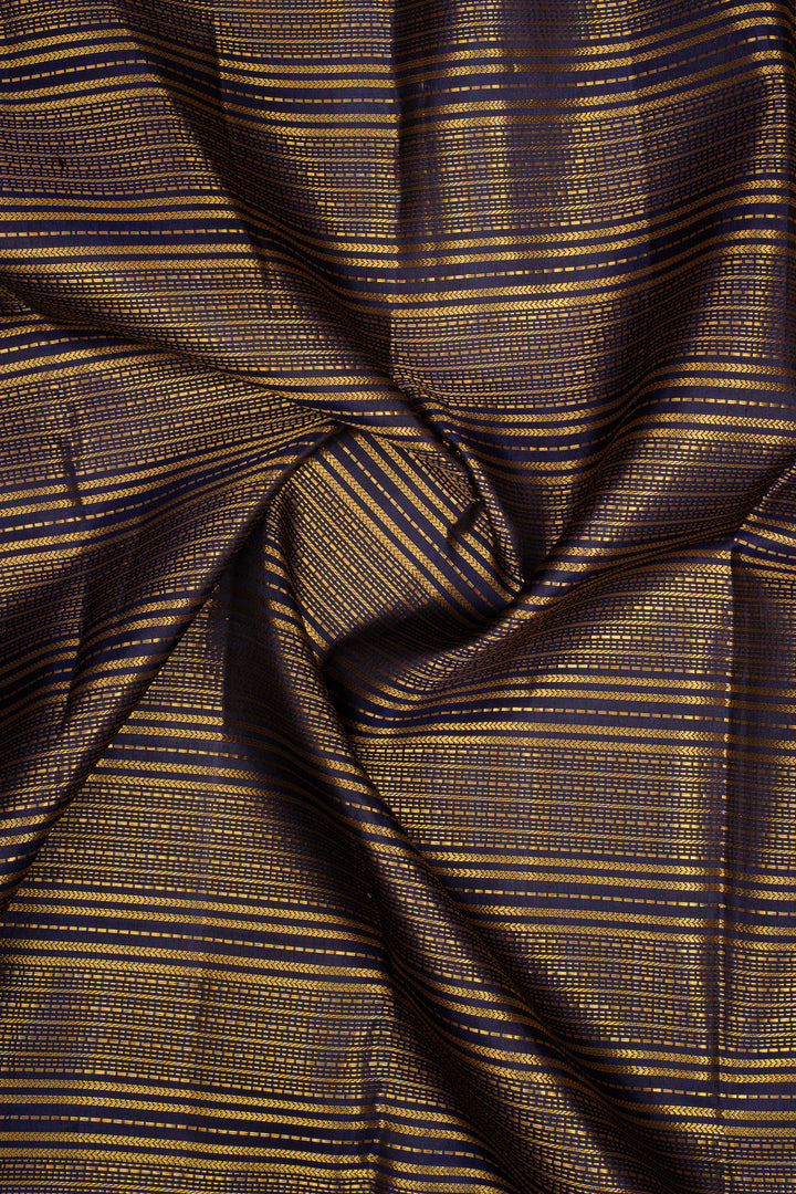 Blue &amp; Pink Zari Stripes Varisaipettu Pure Kanchipuram Silk Saree