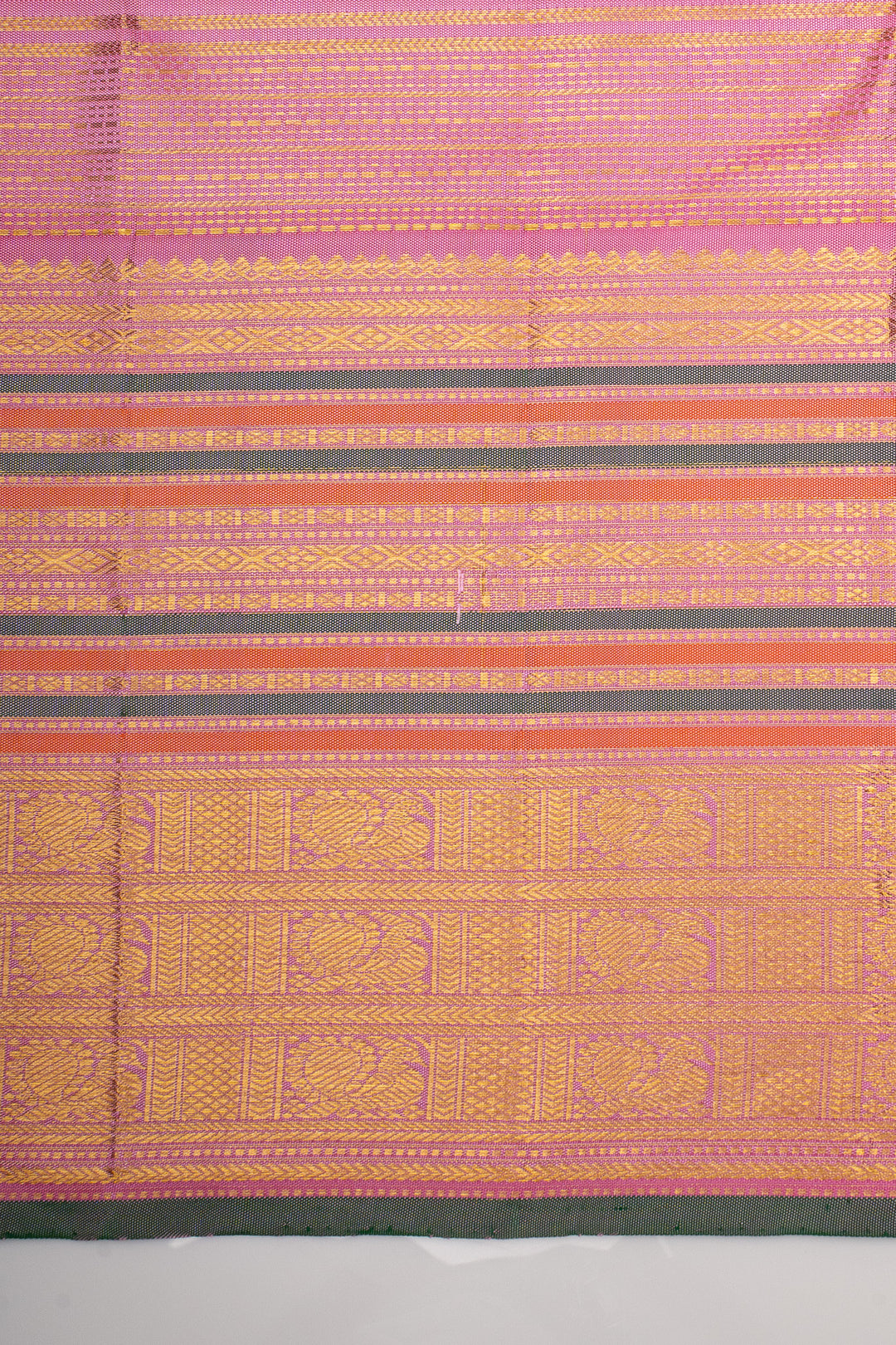 Blue &amp; Pink Zari Stripes Varisaipettu Pure Kanchipuram Silk Saree