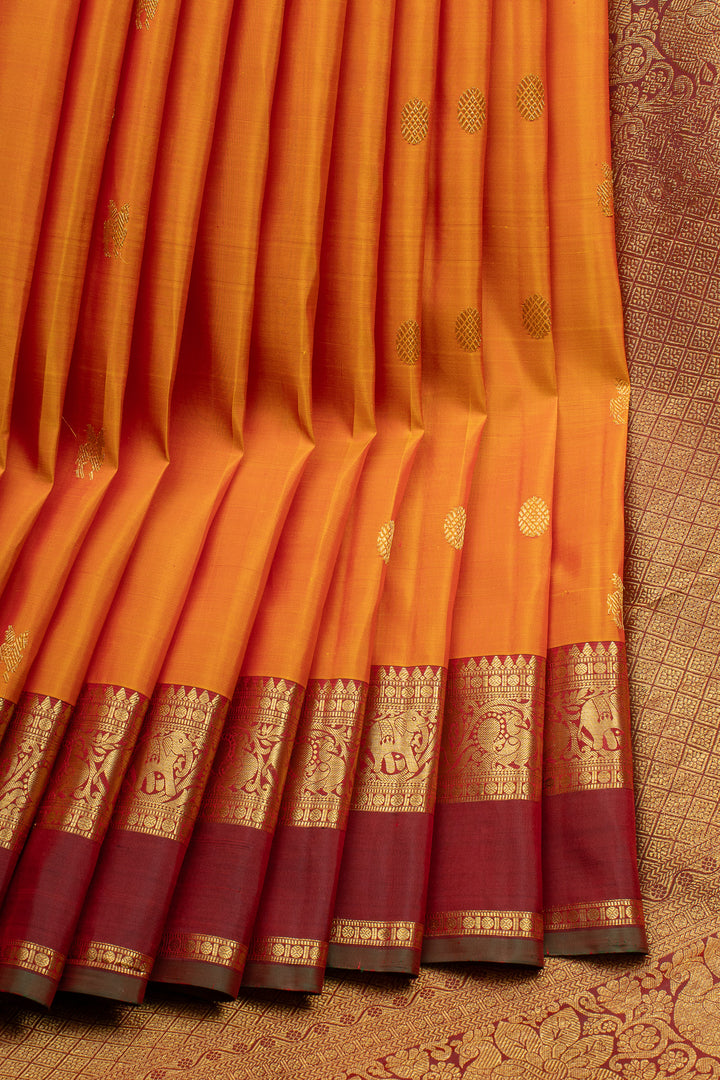 Mustard Traditional Pure Kanchipuram Silk Saree