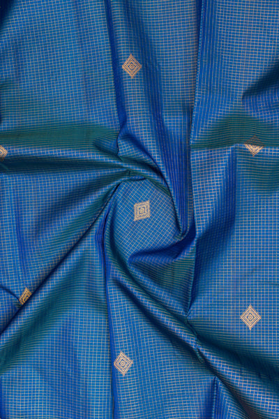 Peacock blue traditional pure Kanchipuram silk saree