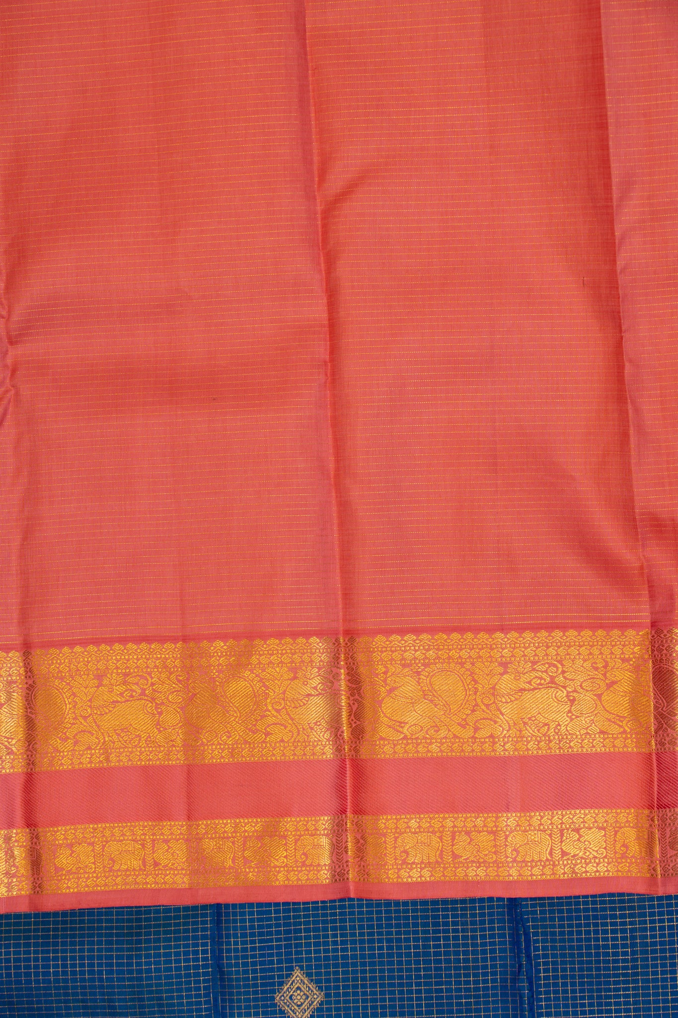 Peacock blue traditional pure Kanchipuram silk saree