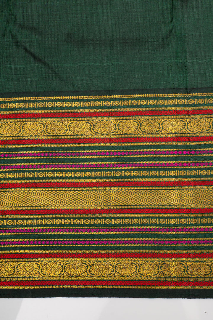 Baby Pink &amp; Green Varisaipettu Pure Kanchipuram Silk Saree