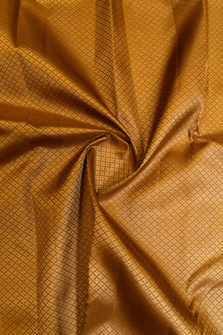 Khaki temple brocade pure Kanchipuram silk saree
