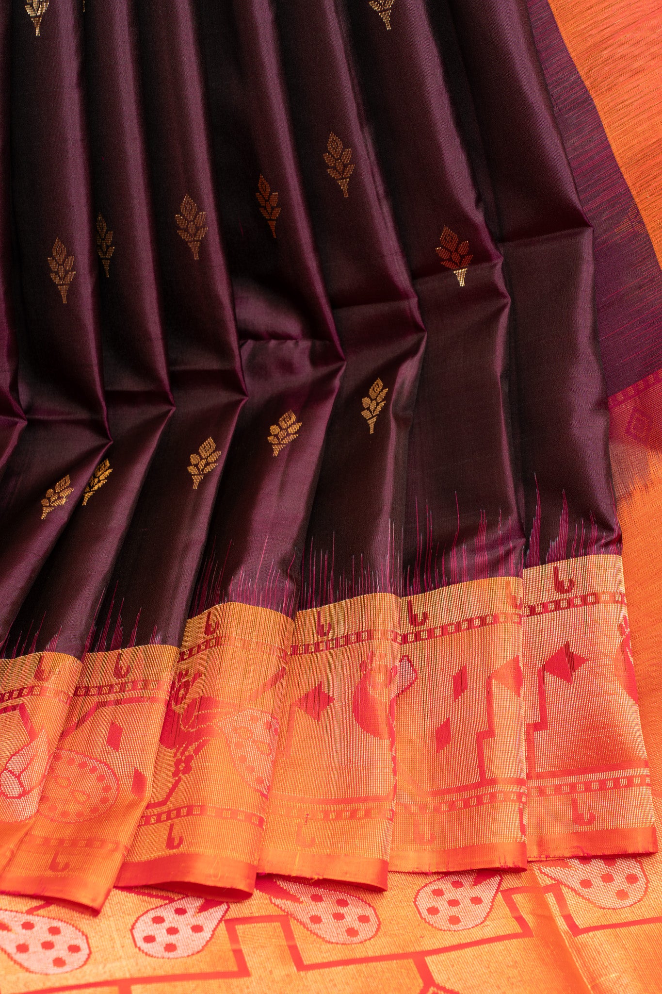 Aubergine purple Paithani pure soft silk saree