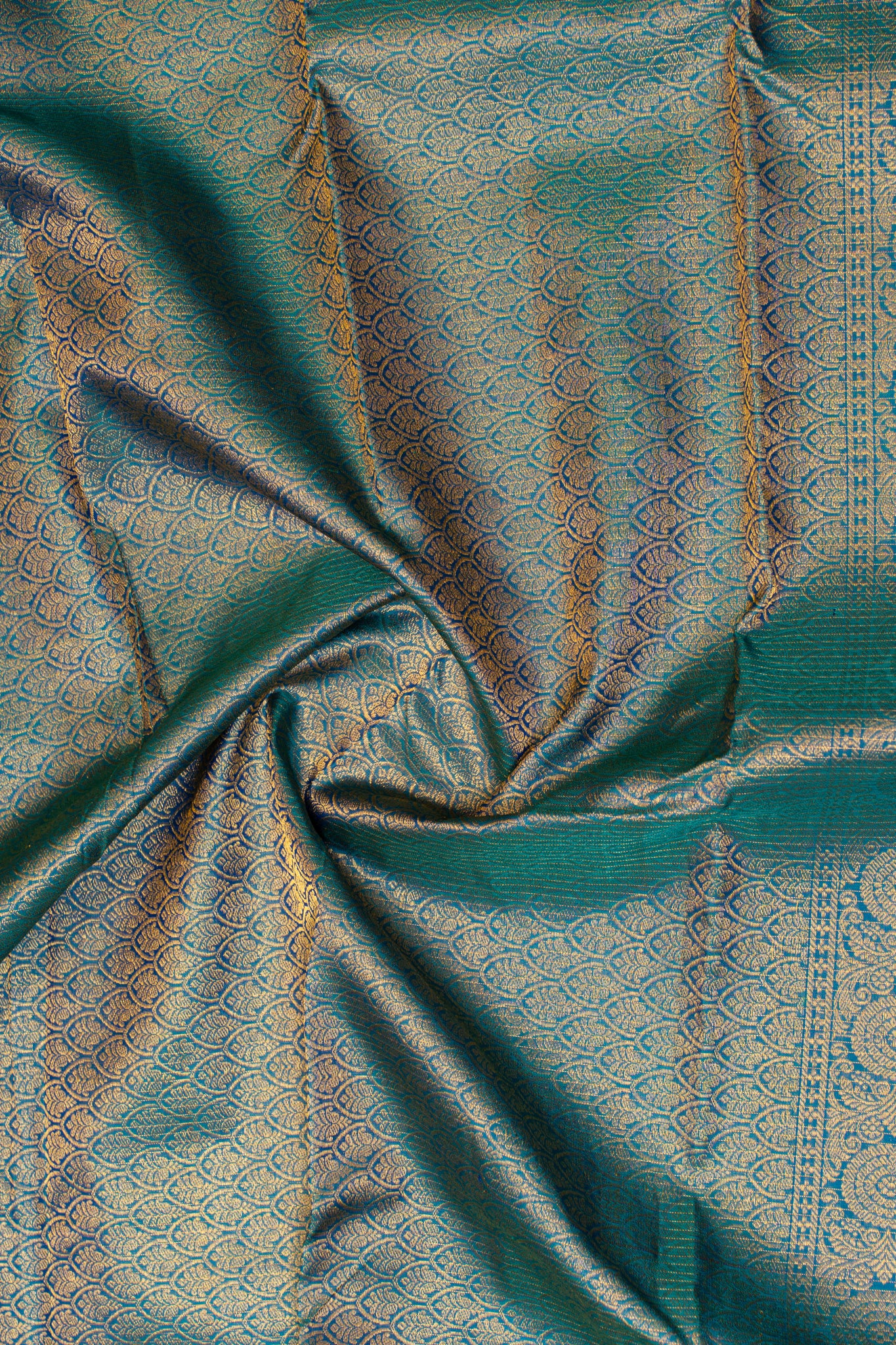 Peacock blue vairaoosi stripes pure Kanchipuram silk saree