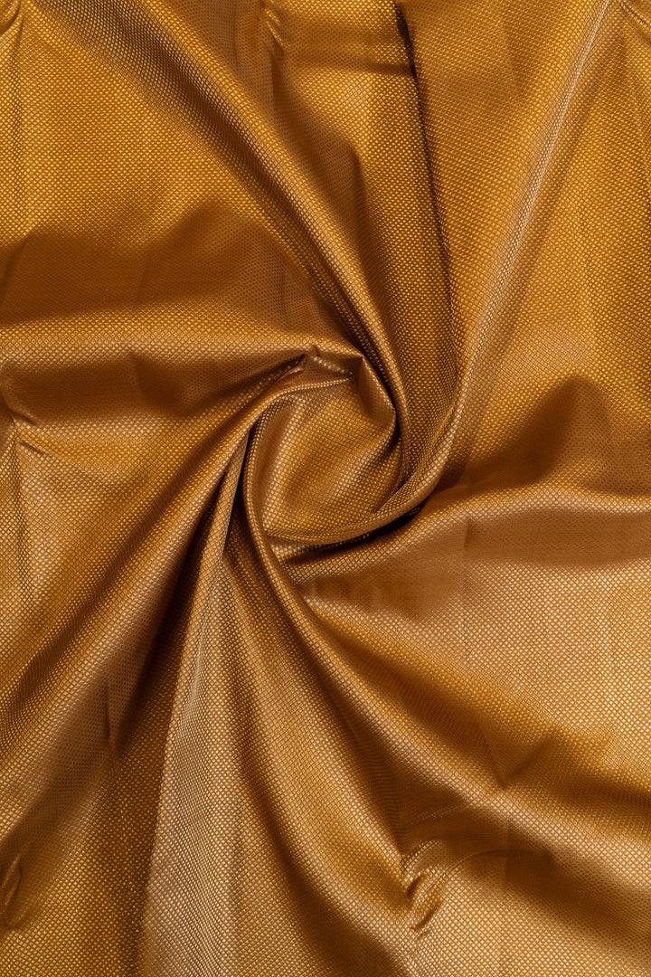 Khaki temple brocade pure Kanchipuram silk saree