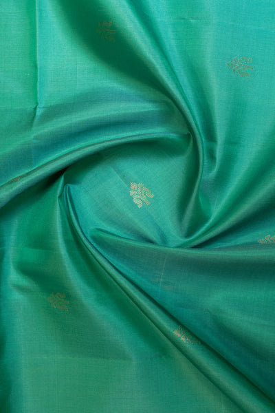 Peacock blue and lilac pure soft silk saree