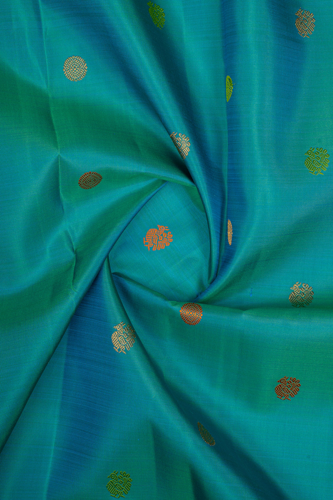 Peacock Blue &amp; Baby Pink Varisaipettu Pure Kanchipuram Silk Saree